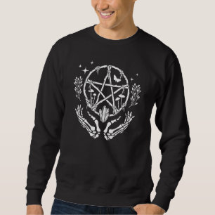 Pentacle Wreath With Skeleton Hands Crystals and M Sweatshirt