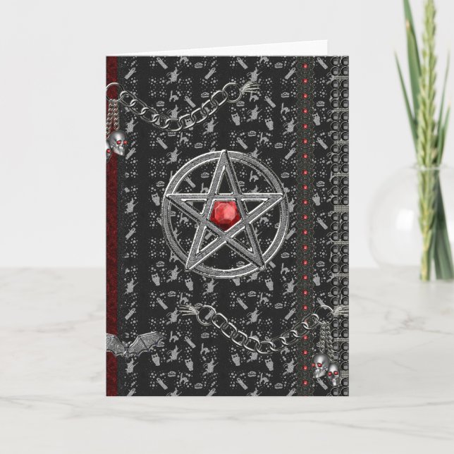 Pentacles and witches Halloween Card (Front)