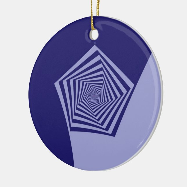 Pentagon Spiral Blues  Ornament (Left)