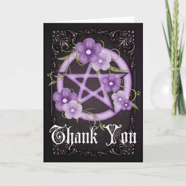 Pentagram 4 Wicca Thank You Greeting Card (Front)