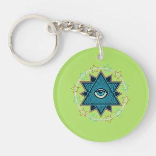 Pentagram 5-star secret cult of powers occult key ring