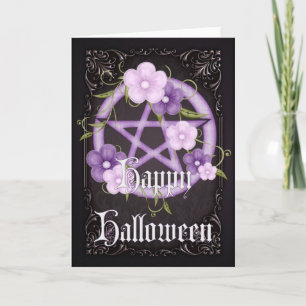 Pentagram 5 Wicca Happy Halloween Greeting Card