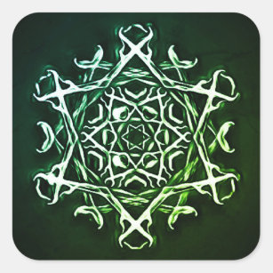 Pentagram and Antlers Green Occult Symbol Gothic Square Sticker