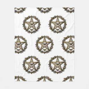 Pentagram and Moth Witchy Art Fleece Blanket