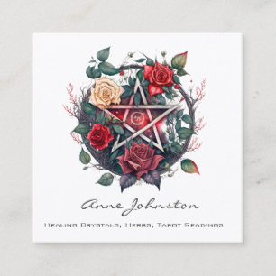 Pentagram and Red Roses Square Business Card
