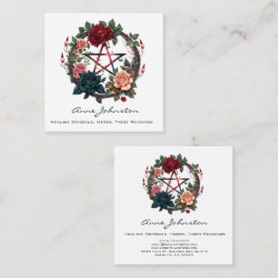 Pentagram and Roses Square Business Card