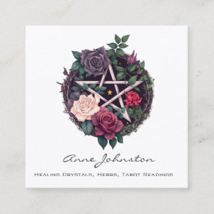 Pentagram and Roses Square Business Card