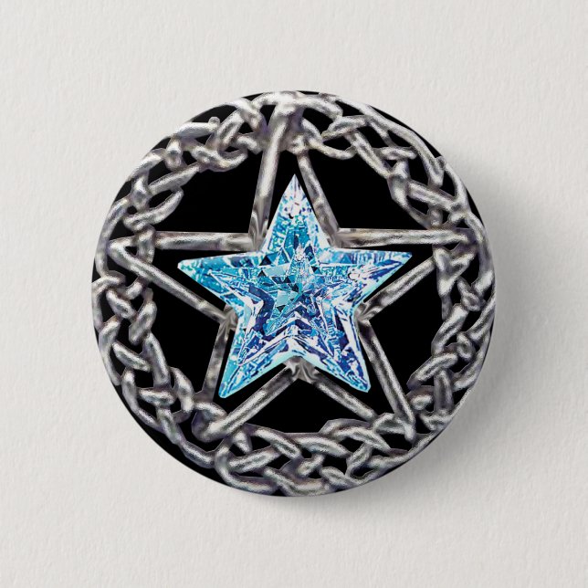 Pentagram Crystal Star Button (Front)