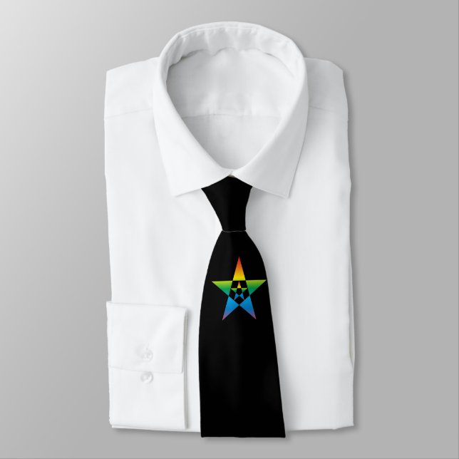 pentagram double rainbow 1 black - tie (Tied)