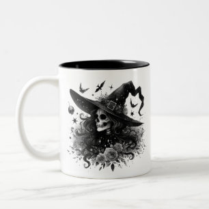 Pentagram Forest Witch Gothic Black and White Two-Tone Coffee Mug