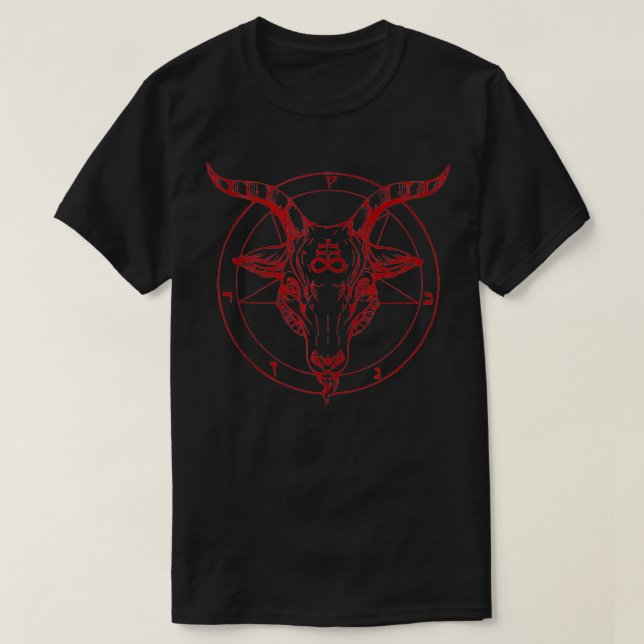 Pentagram Goat Head Baphomet Satanic Design  T-Shirt (Design Front)