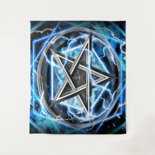 Pentagram lightning tapestry