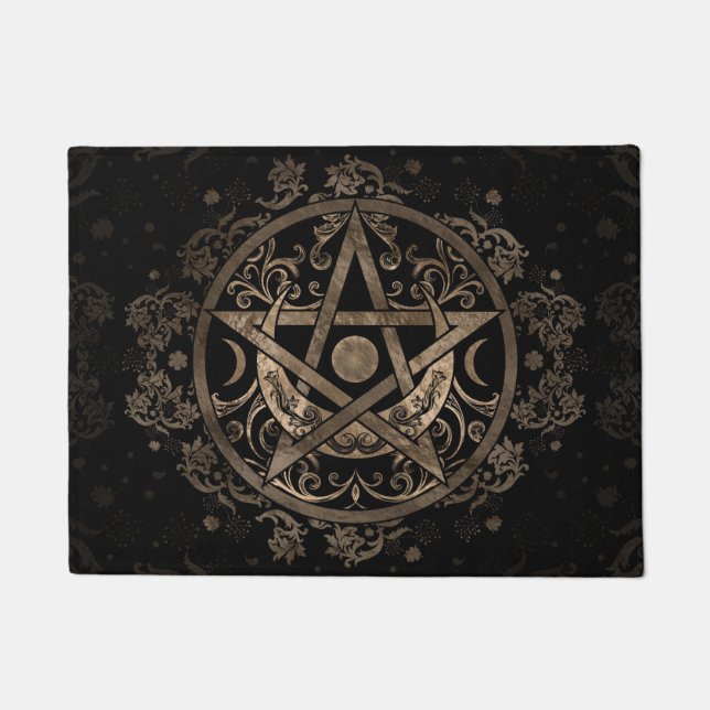 Pentagram Ornament - Gold and Black Doormat (Front)