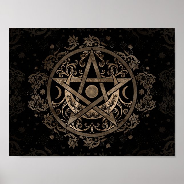 Pentagram Ornament - Gold and Black Poster (Front)