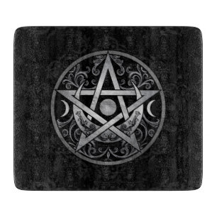 Pentagram Ornament - Silver and Black Cutting Board