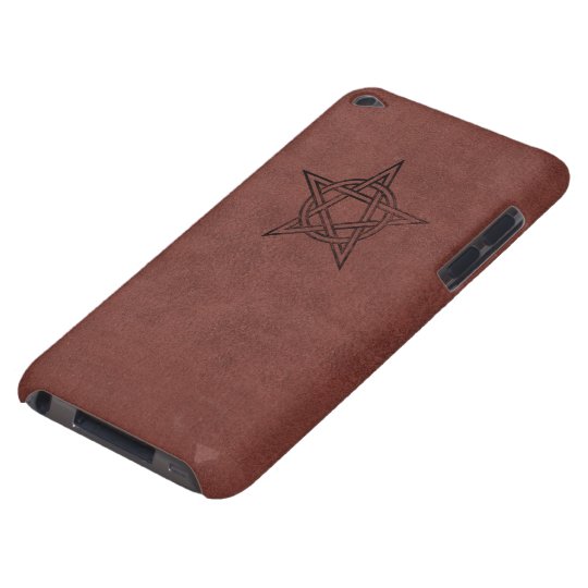 Pentagram - Pagan Magic Symbol on Red Leather iPod Touch Cases