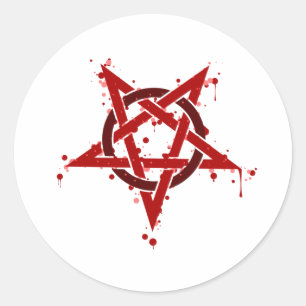 Pentagram Red Classic Round Sticker