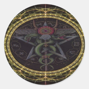 Pentagram Snakes Classic Round Sticker