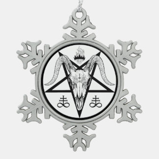 Pentagram Snowflake Pewter Christmas Ornament