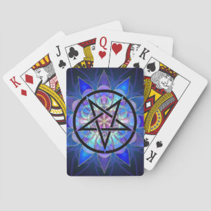 Pentagram Stained Glass Purple Blue Playing Cards