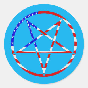 pentagram star american flag patriotic classic round sticker