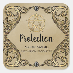 Pentagram Witchcraft Protection Spell Jar Labels