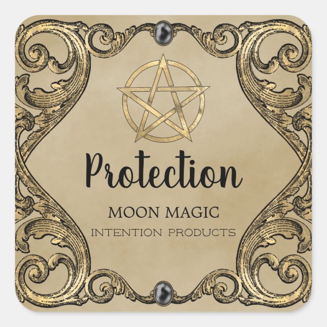 Pentagram Witchcraft Protection Spell Jar Labels (Front)