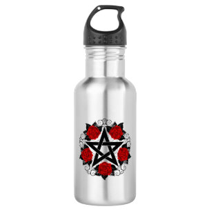 Pentagram with Red Roses 532 Ml Water Bottle