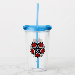 Pentagram with Red Roses Acrylic Tumbler