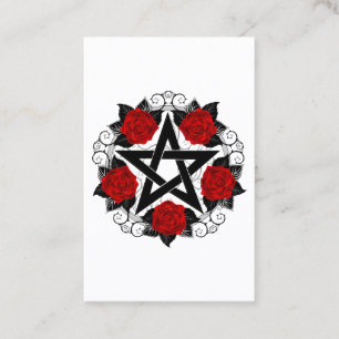 Pentagram with Red Roses Appointment Card