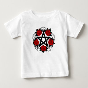 Pentagram with Red Roses Baby T-Shirt