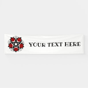 Pentagram with Red Roses Banner