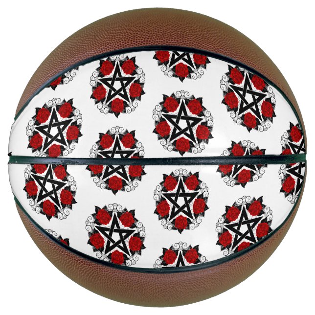 Pentagram with Red Roses Basketball (Front)