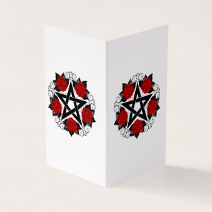 Pentagram with Red Roses Business Card