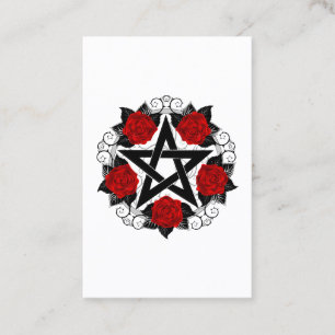 Pentagram with Red Roses Business Card