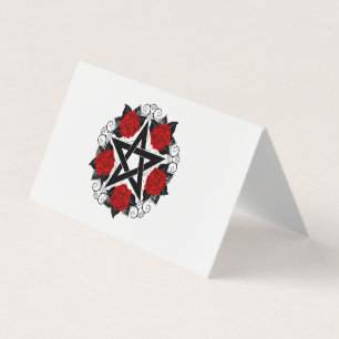 Pentagram with Red Roses Business Card