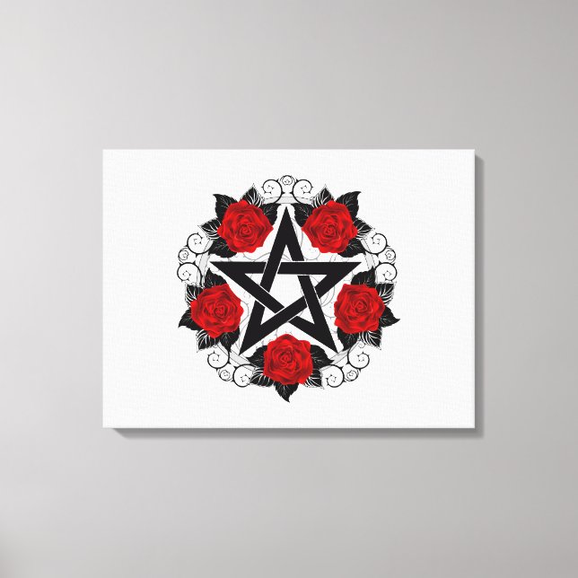 Pentagram with Red Roses Canvas Print (Front)