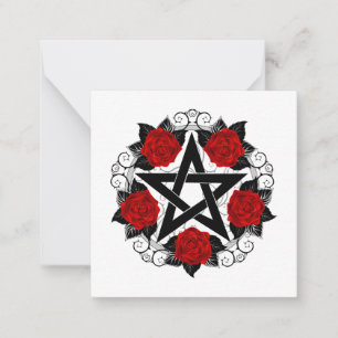 Pentagram with Red Roses Card
