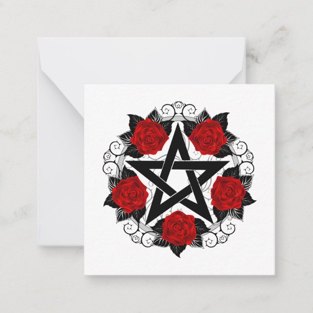 Pentagram with Red Roses Card (Front)
