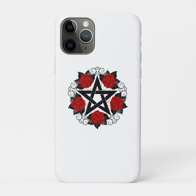Pentagram with Red Roses Case-Mate iPhone Case (Back)