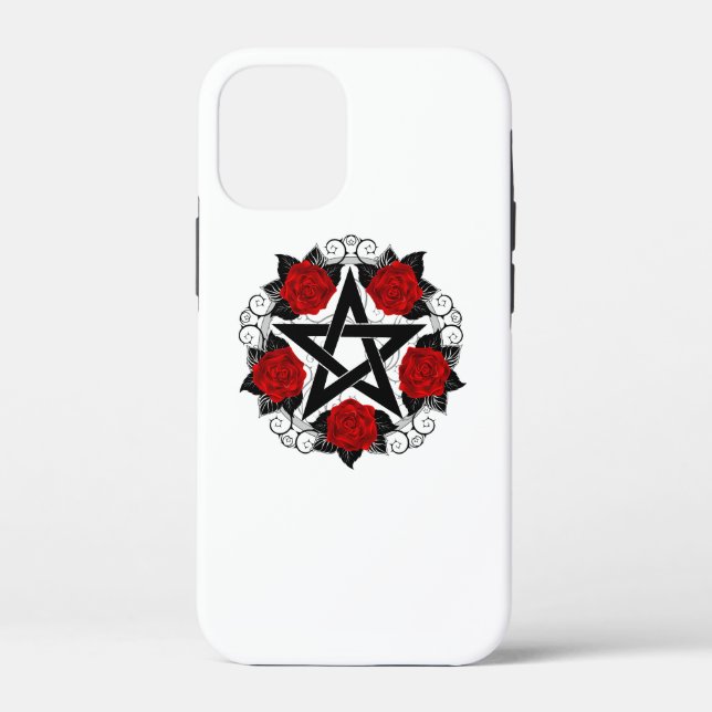 Pentagram with Red Roses Case-Mate iPhone Case (Back)