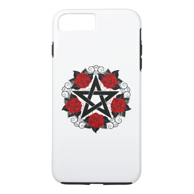 Pentagram with Red Roses Case-Mate iPhone Case (Back)