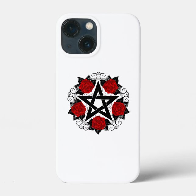Pentagram with Red Roses Case-Mate iPhone Case (Back)