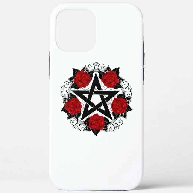 Pentagram with Red Roses Case-Mate iPhone Case (Back)