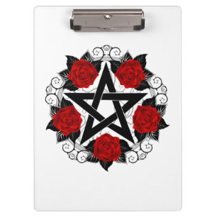 Pentagram with Red Roses Clipboard