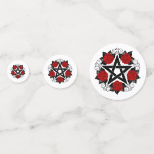 Pentagram with Red Roses Confetti