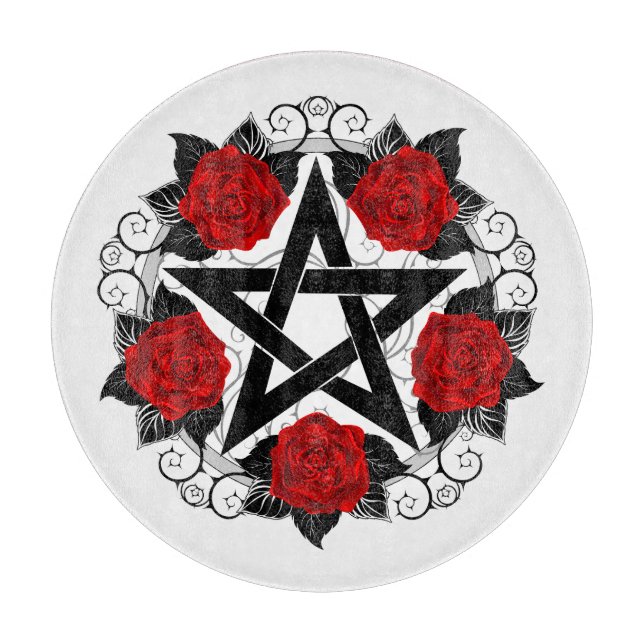 Pentagram with Red Roses Cutting Board (Front)