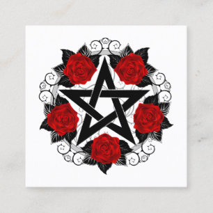 Pentagram with Red Roses Discount Card