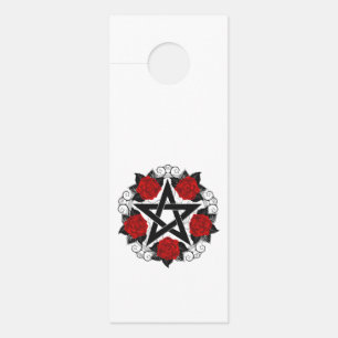 Pentagram with Red Roses Door Hanger