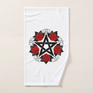 Pentagram with Red Roses Hand Towel